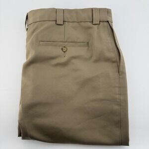 Oak Hill Mens Khaki Flat Front Polyester Dress Pants Size 50x30